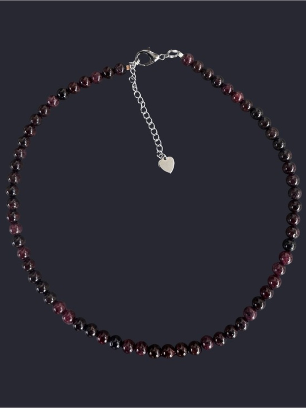 Garnet Gemstone Bead Necklace 6mm